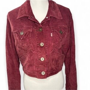 Levi’s Burgundy Corduroy Cropped Trucker Jacket Women’s Large
